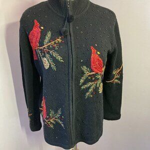 Vintage Christmas Beaded Sweater, Beautiful, Heirloom Collectibles ,Size S